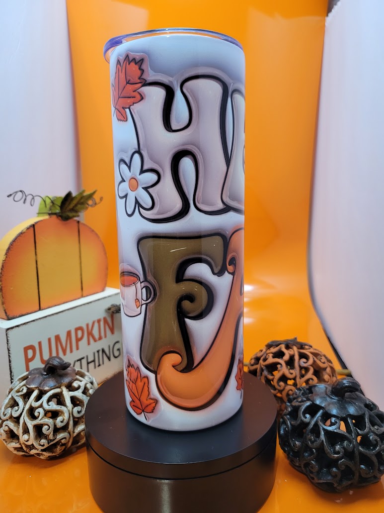 Hello Fall theme tumbler W/straw-20oz