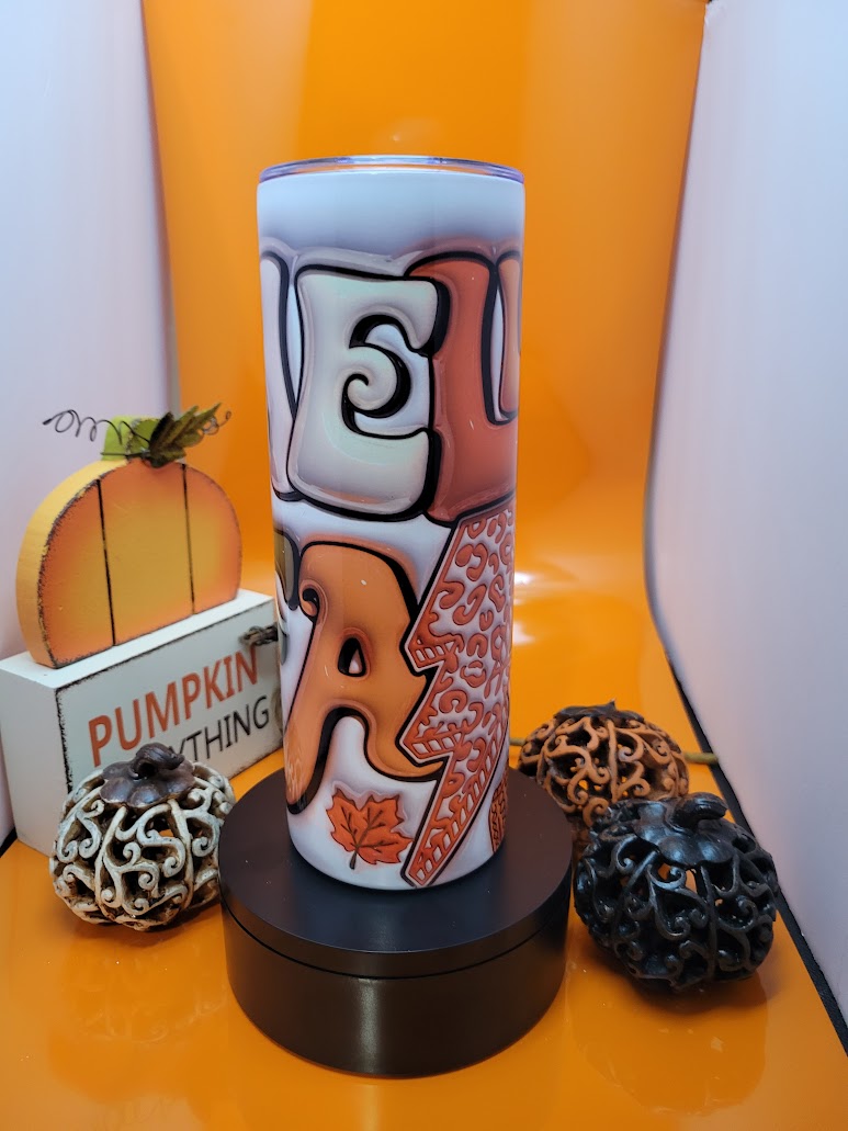 Hello Fall theme tumbler W/straw-20oz