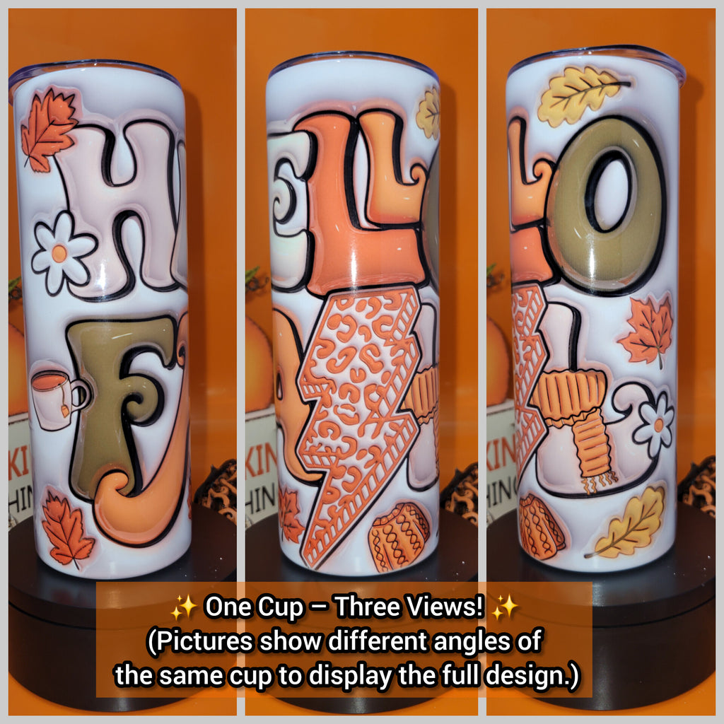 Hello Fall theme tumbler W/straw-20oz